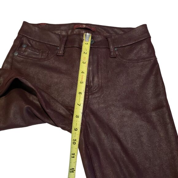 7 For All Mankind Sz 25 Mid Rise Faux Suede Brown Stretch Skinny Jeans - Picture 10 of 11